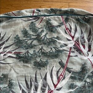 Vintage Tropical Barkcloth Cushion Cover Elastic Muted Green Ivory Rust 50's